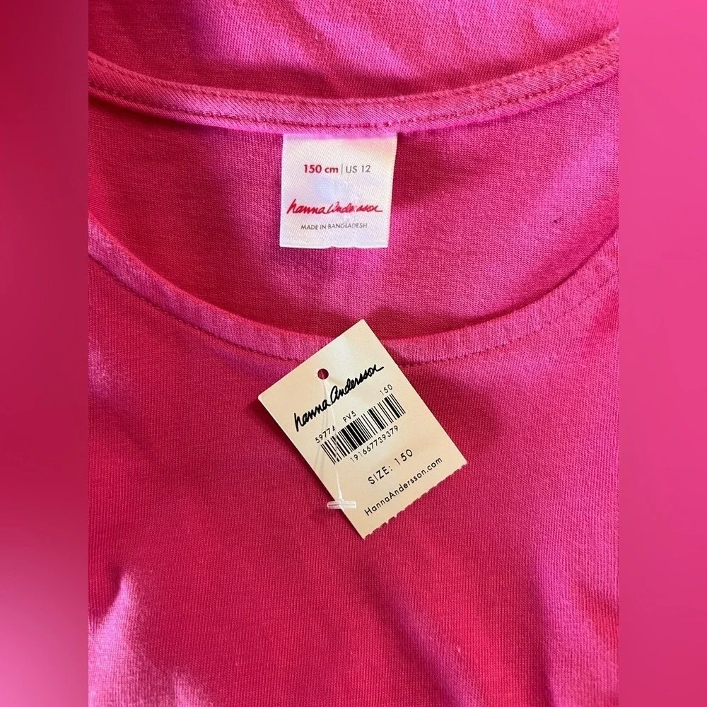 Hanna Andersson Girls Pink Long Sleeve Dog Pocket Dress Size 150 US 12 NWT